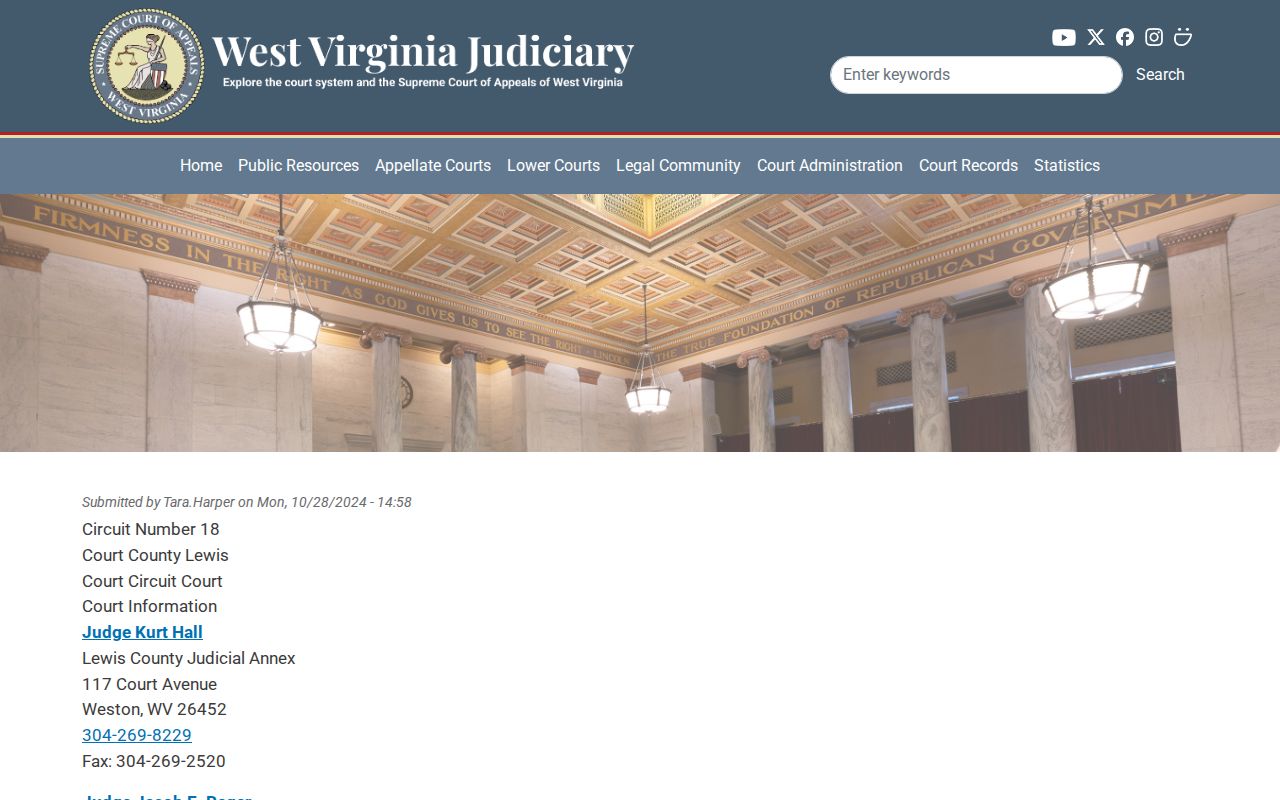Lewis County court docket judge and clerk listing