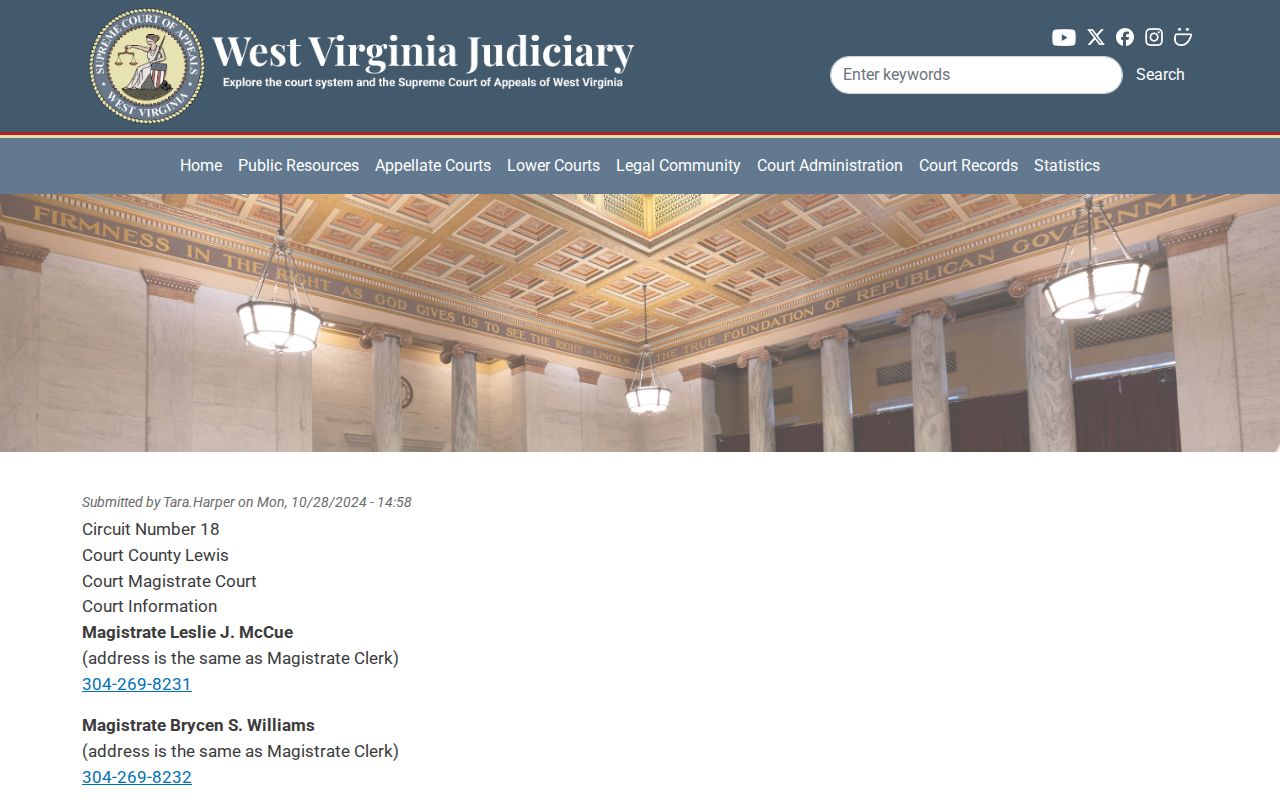 Lewis County traffic court magistrate contacts