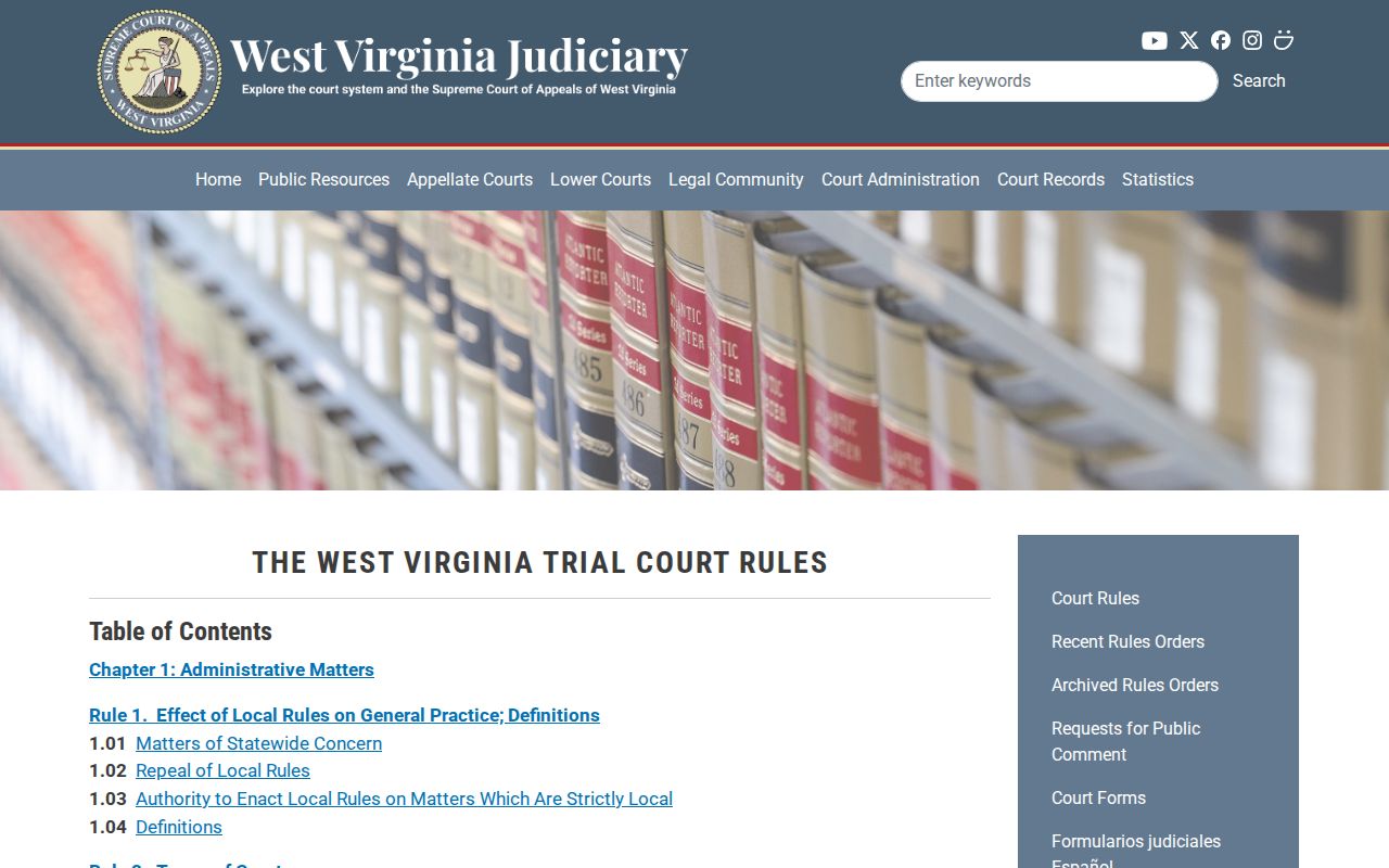 Lewis County court records electronic docket rules